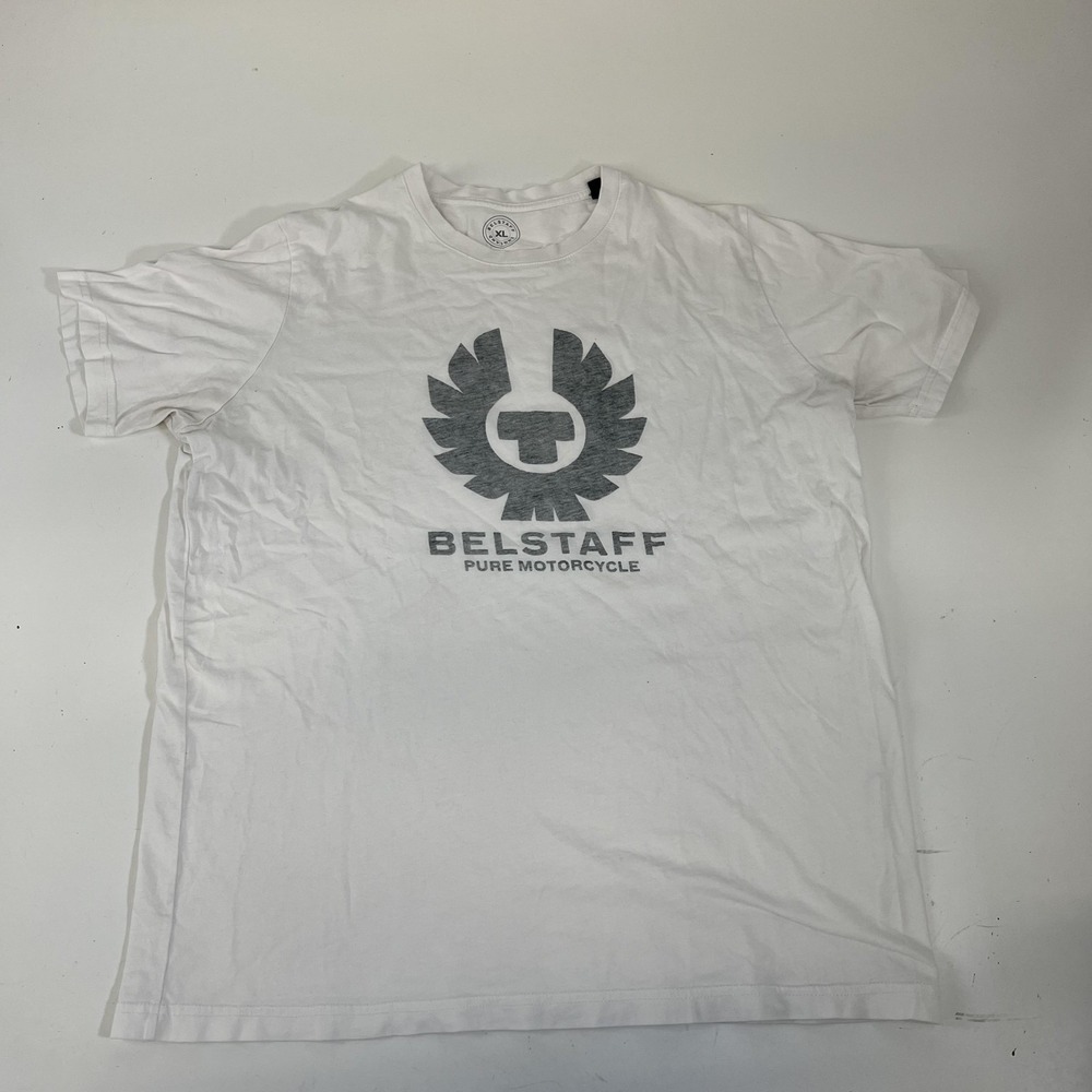 Belstaff Shirt Mens XL White Pure Motorcycle Logo Graphic Crewneck  Tee - Picture 3 of 9